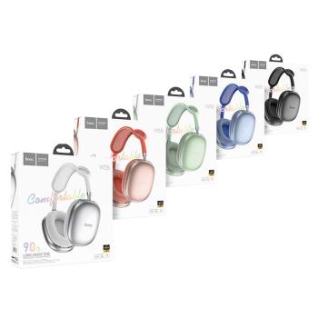Premium Bluetooth Headset w/ 90 Hours, Colorful Design, MicroSD Card / Aux Mode (W55) - Silver