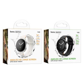 Smart Watch w/ Call Feature, 3~5 Days Battery Life, IP67 Waterproofing, AMOLED Screen, GPS (Y43) - Silver