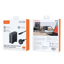 100W 4-Port PD GaN Ultra Fast Desktop Charging Station with 3x USB-C, 1x USB-A, 1.8M Power Cord (AU9)  -  Black