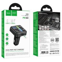45W FM Car Kit with PD+QC, LED Display, LED Light, MicroSD Card Input (E89)