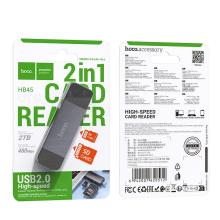 USB 2.0 Memory Card Reader with USB-A / USB-C Dual Plug (HB45)