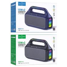 30W Powerful Bluetooth Speaker with LED RGB Light, FM / MicroSD Card / USB / Aux Inputs, TWS Mode (HC47)  -  Blue