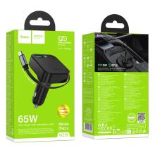 60W 3 Outputs PD+QC Super Fast Car Charger w/ Retractable Type C Cable (NZ18)