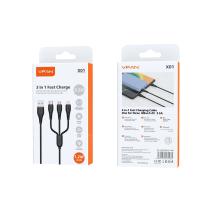 3 in 1 Fast Charge USB Cable - Black (X1)