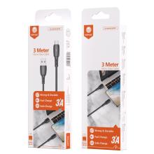 3A Fast & Safe Charge Cable w/ 2M & 3M (X5) - 3M  Micro USB (Black)